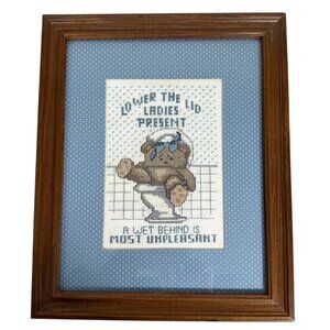 1980s Weekenders Lower the Lid Ladies Present Teddy Bear Cross Stitch Complete